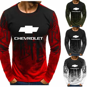 

Gradient O neck pullover Sweatshirts Chevrolet Motors Car Logo Printed Casual Cotton Men Hoodies Hip Hop Harajuku Men Clothing