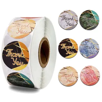 

500pcs/roll Geometric Marble Pattern Thank You Stickers Seal Labels 6 Designs Wedding Scrapbooking