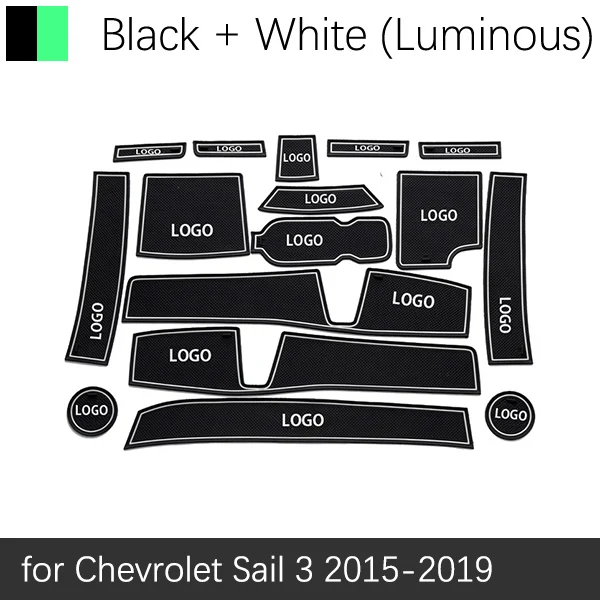 Anti-Slip Rubber Gate Slot Cup Mat For Chevrolet Sail Door Groove Mat New Nueva Sail 3 Car Stickers - Название цвета: White Luminous