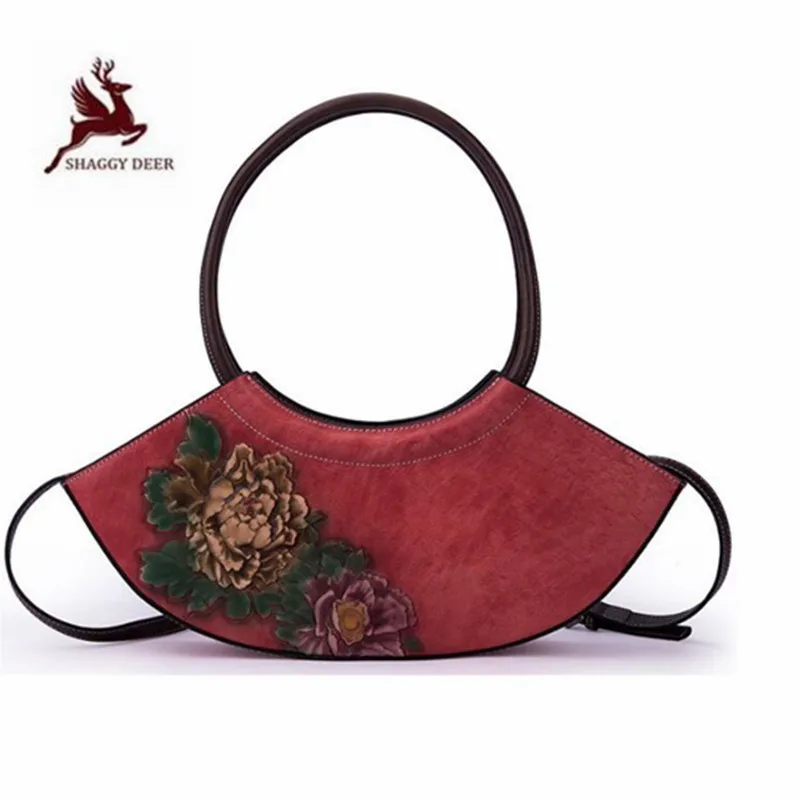

Personality Luxury Fashion New Women Half Moon Bags Cowhide Embossing Party Small Bags