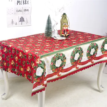 

Christmas Polyester Printed Tablecloth Rectangular Hotel Banquet Tablecloth Christmas Tablecloth Home Decoration