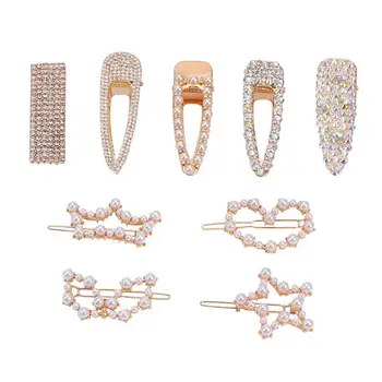 

9 pcs Fashion Hair Clips Set Geometric Pearl Delicate Geometric Bobby Pin Hair Accessories Barrettes for Girls Women