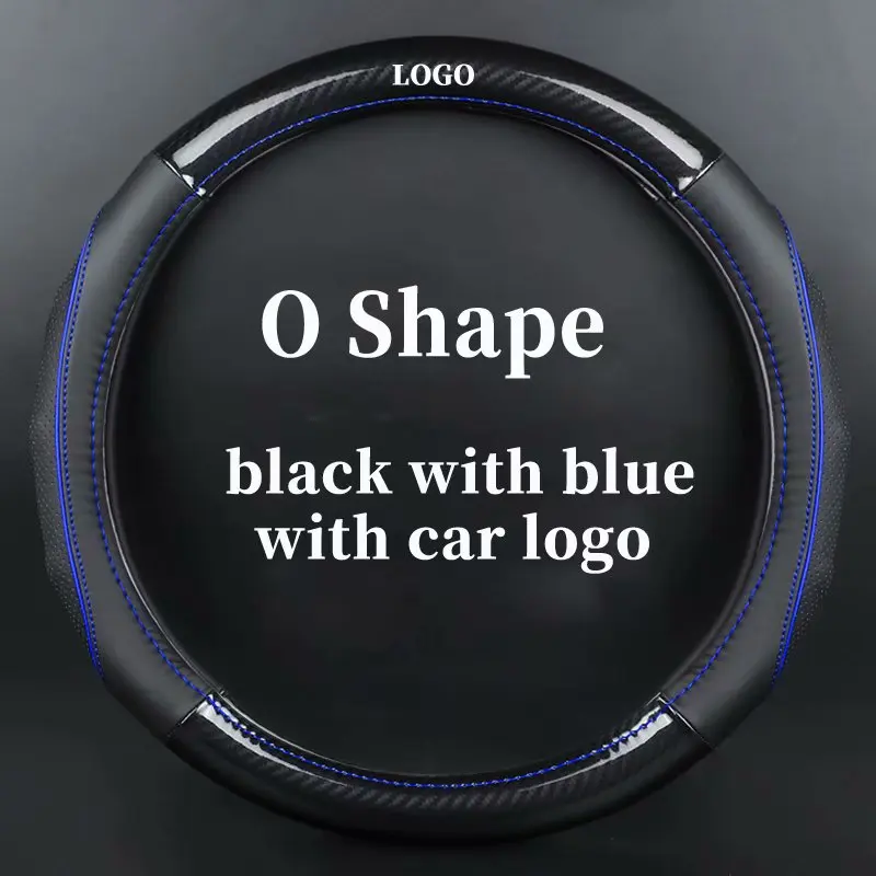 Автомобильные Чехлы На Руль из натуральной кожи для Suzuki Alivio Ciaz KIZASHI SX4 S-Cross GRAND VITARA BALENO LIANA IGNIS - Название цвета: O-blue with logo