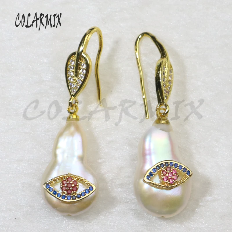 5 пар серьги с натуральным жемчугом кристальным глазом амулет крюком Бесплатная