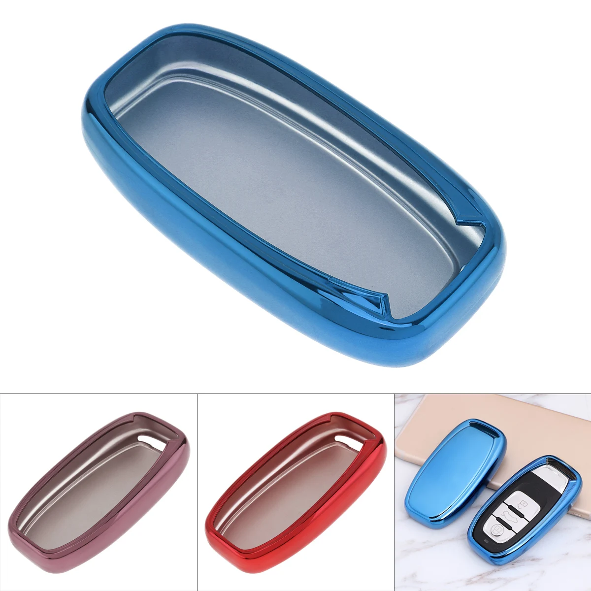 

Car Key Case Protector Holder Replacement Blue Red for Audi A4 A5 A6 A7 Q5 Q7 Q8 R8 RS4 RS5 RS6 RS7 S5 S6 S7 S8 SQ5