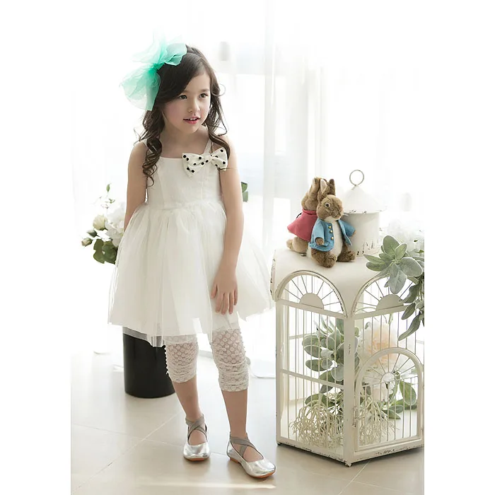High Quality 2021 New Summer Girls Leggings Pants Lace Cotton Children Clothing Flower Girl Knee Pants