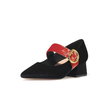 

2019 spring autumn new fashion women shoes high quality material comfortable inner 4CM thick high heel pointed work casual shoes