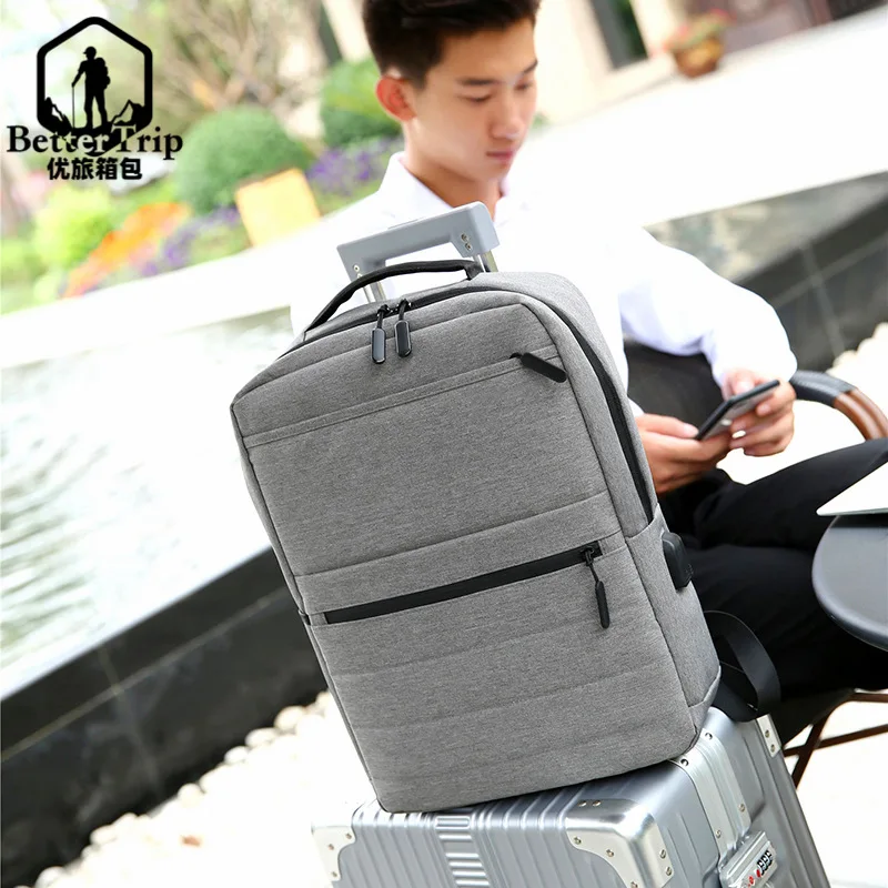 

Casual Gift Bag Solid Color Oxford USB Computer Backpack Business Travel Charging Backpack