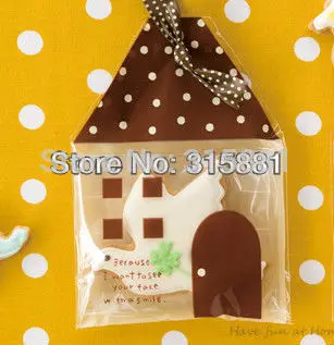 

Brown small house food packing bags,gift plastic bags 11x18cm 300pcs/lot