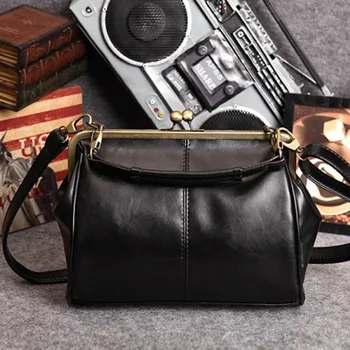 

Women Leather Messenger Bag Female Retro Kiss Lock Shoulder Crossbody Bags Chic PU Woman Clutch Bag Mini Leather Handbag #NG
