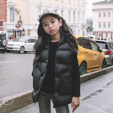 Жилет для девочек одежда на осень и зиму г., стильный Зимний жилет в Корейском стиле для женщин и больших мальчиков толстый хлопковый пуховик