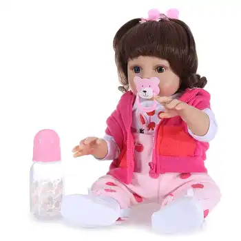 

Pickwoo 48CM Popular Full Body Soft Silicone Doll Reborn Baby Girl in The Giraffe Dress Set Christmas Gift Neborn Baby
