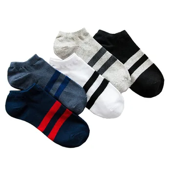 

5Pairs Men's Thin Section Breathable Cotton Socks Summer Fashion Striped Cotton Male Boat Socks Special Sports Ankle Man Socks