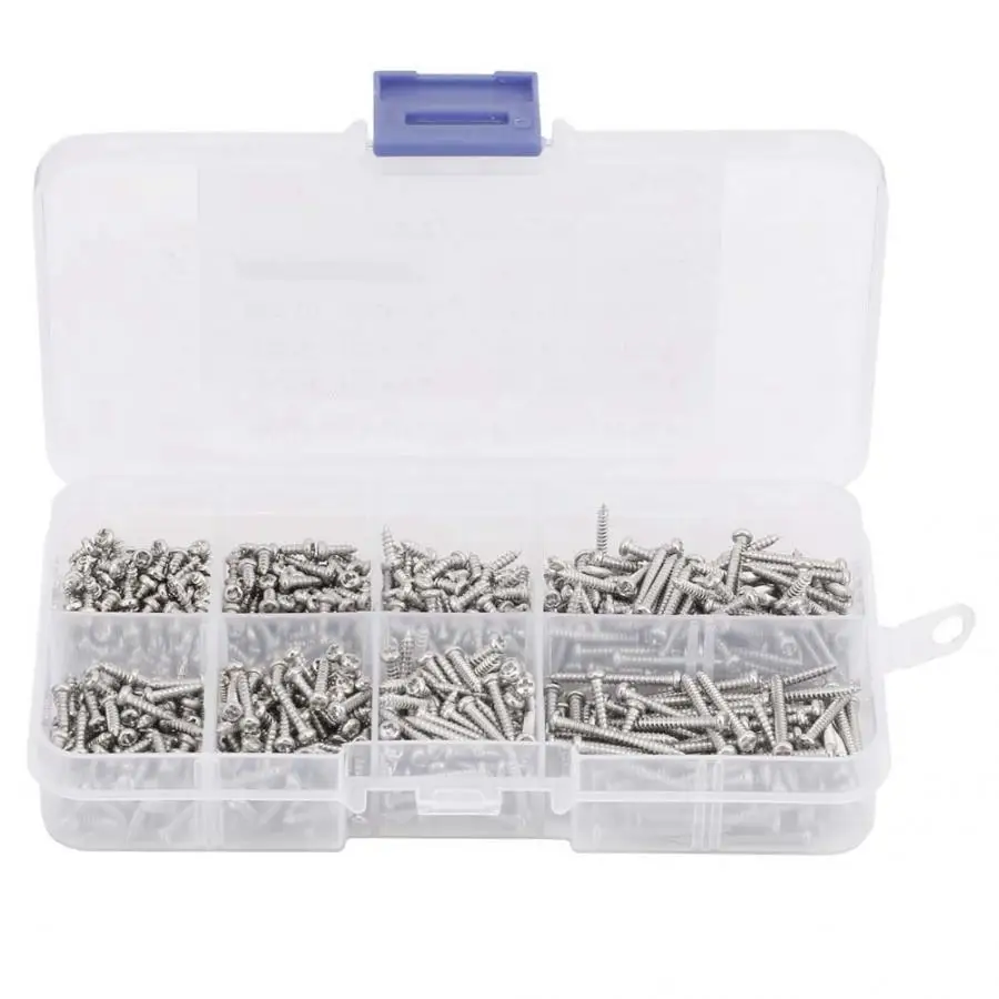 800Pcs/set M2 Countersunk Self Tapping Flat Stainless Steel Screws Set