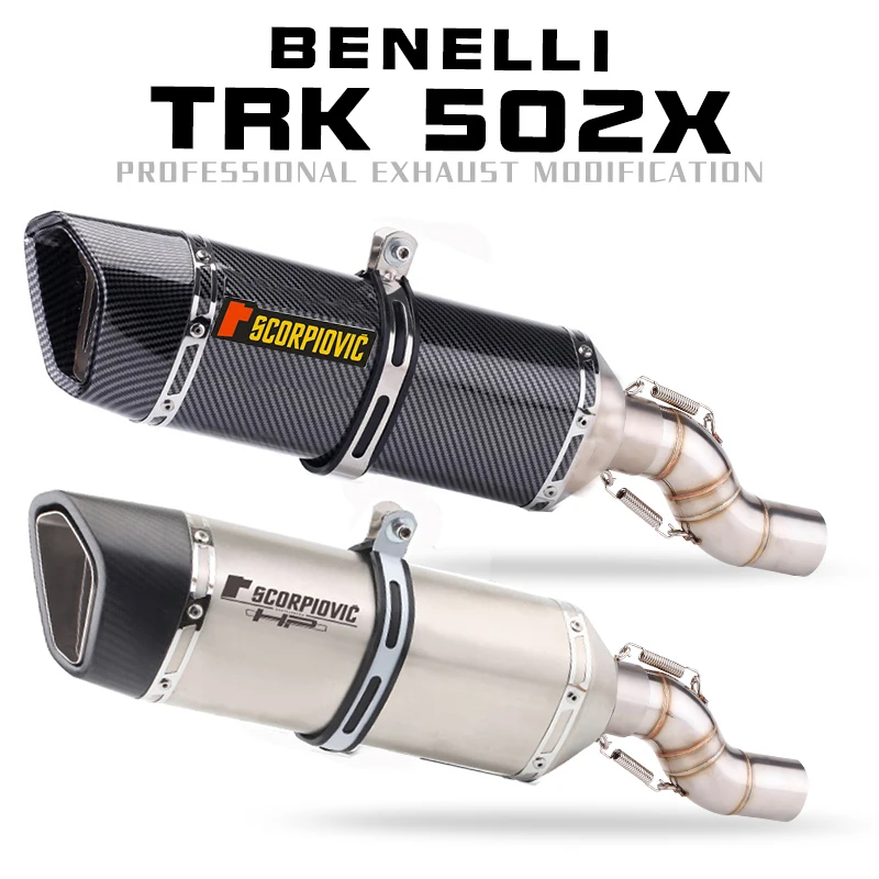 Trk502X Silenziatore Di Scarico Slip-On In Fibra Di Carbonio Fuga Moto Modificato Tubo Di Collegamento Centrale Per Benelli Trk 502 X Trk 502X 2018 - 