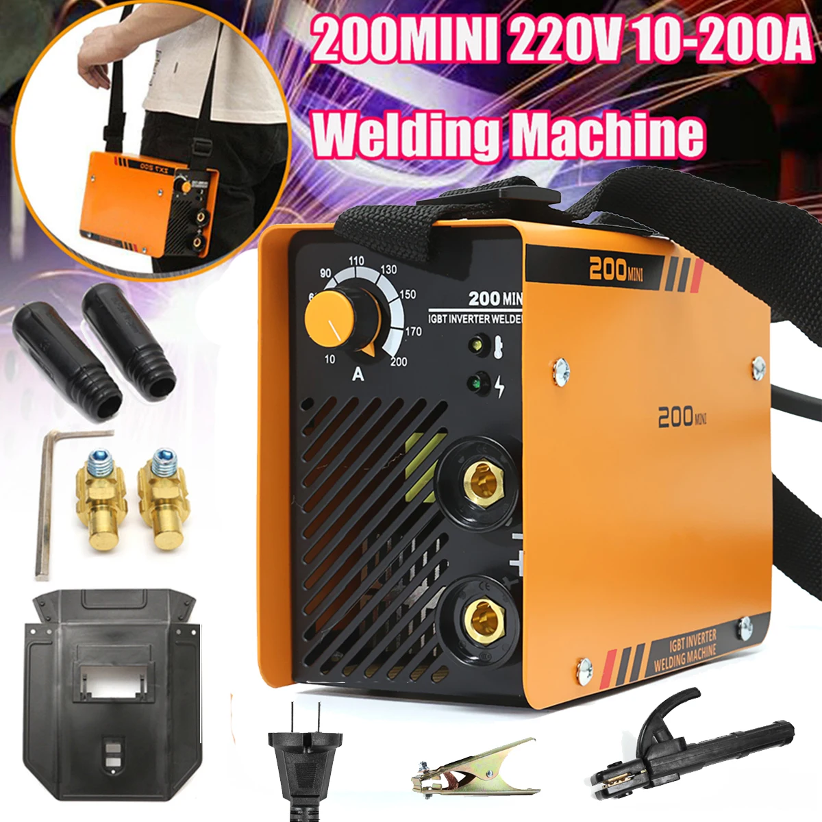 1Set ZX7-200MINI 5.5KW Handheld Mini MMA Electric 220V 10-200A Inverter ARC Welding Machine Tool