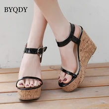 BYQDY Gladiator Platforms Wedges Heels Female Sandals Summer High Heels Open Toe Ladies Shoes Ankle Strap sandalias mujer 2020