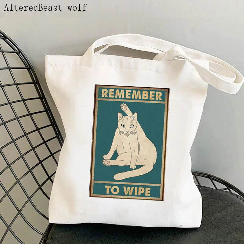 Women Shopper bag Cat Your Butt Napkins My Lady Bag Harajuku Shopping Canvas Shopper Bag girl handbag Tote Shoulder Lady Bag