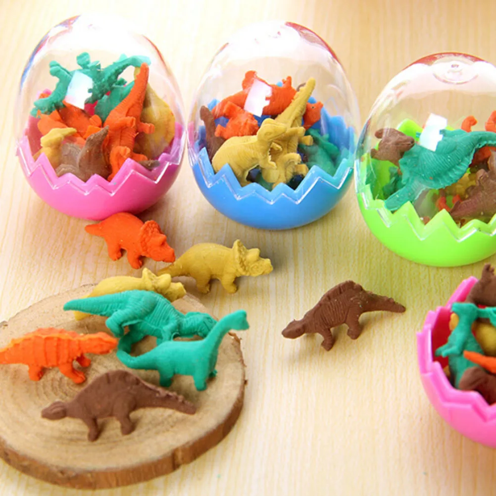 8pcs Dinosaurs Egg Pencil Rubber Eraser Students Office Stationery Kid Toy EC 
