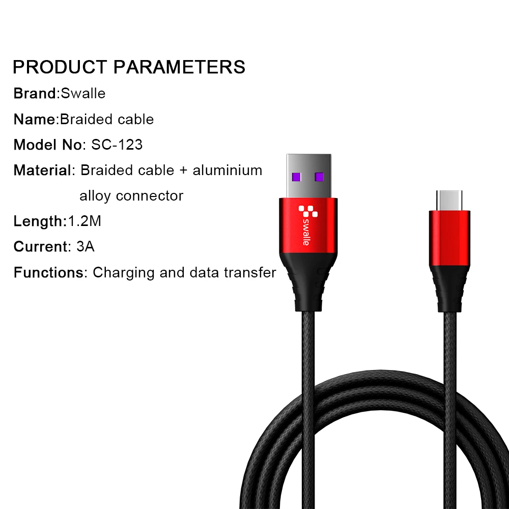 Swalle Micro USB Cable 3A Nylon Fast Charging Wire For iPhone Samsung Xiaomi Android Type-C Mobile Phone USB Charging Cord Swalle Micro USB Cable 3A Nylon Fast Charging Wire For iPhone Samsung Xiaomi Android Type-C Mobile Phone USB Charging Cord