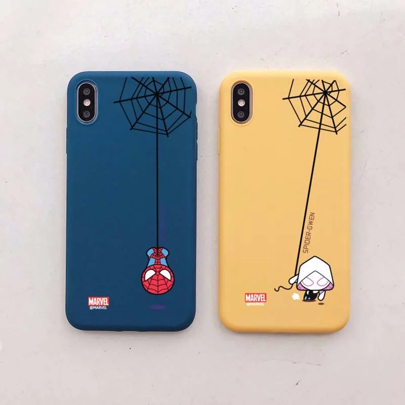 

Soft Silicone Phone Case For IPhone 7 8 Plus X XS 6 6S Cute Cartoon Fun Comic Spiderman Cover Case For IPhone 7 X