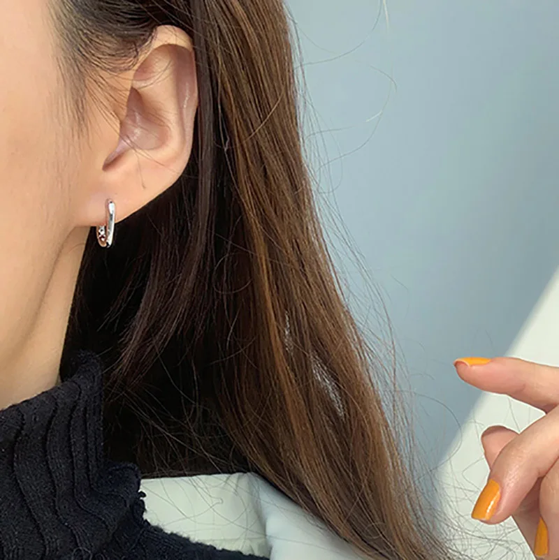 Foxanry Prevent Allergy 925 Sterling Silver Stud Earrings France Fashion Vintage Handmade U-Shape Circle Bride Jewelry Gifts - Image 4