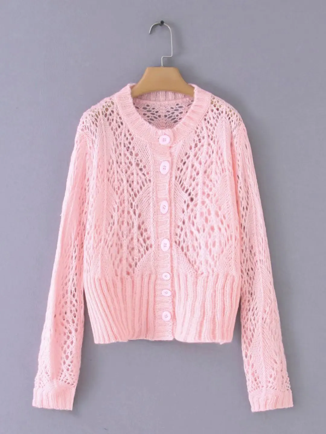 

Women Clothes 2019 Autumn New Bat Sleeve Pink Hollow Mohair Waist Cardigan Women Sweater Women Casaco Feminino
