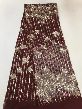 

High Quality African Sequin Lace Fabric French Mesh Embroidery Tulle Lace Fabric for Wedding Party D4392