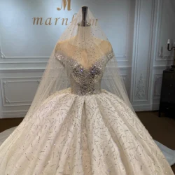 Marnham Woman Wedding Dress With Pearls Top Quality White Bridal Ball Gown Real Photo