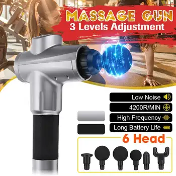 

wired Body Massage Gun Deep Tissue Percussion Massager Muscle Vibrating Relaxing Therapy Man Exercising Fascia Gun 6 Heads