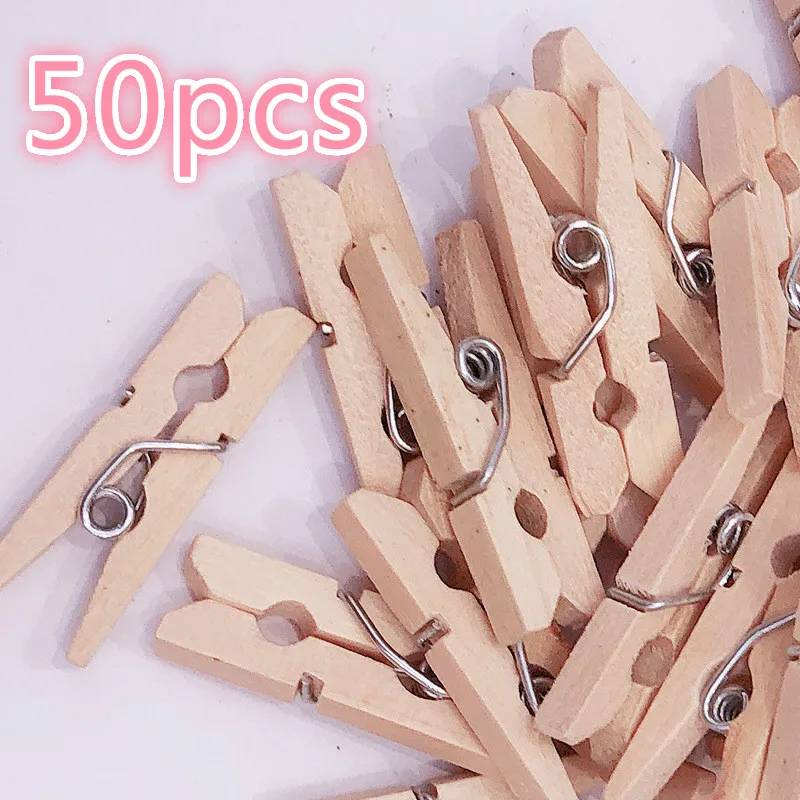 50 unids/pack gran oferta Mini de madera Natural ropa foto papel Peg pinza de ropa de Clips de la Oficina de la Escuela de papelería