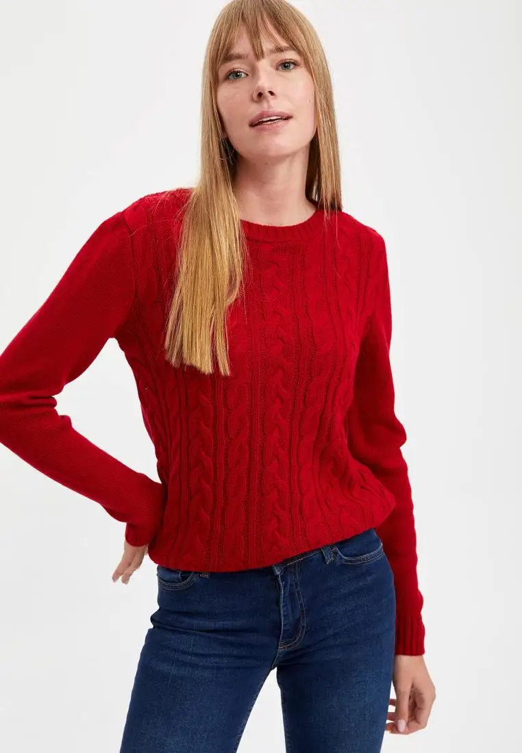 Defacto Winter Woman Tricot Patterned Knitwear Sweater Jumper Pullover Warm Casual Fashion New Season-L1567AZ20WN | Женская одежда