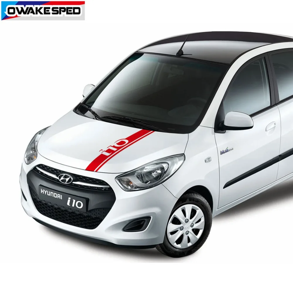 Car Bonnet Sport Stripes For Hyundai i10 2010-2018 Racing Styling Auto Hood Engine Cover Customized Decals City Car Sticker (3)