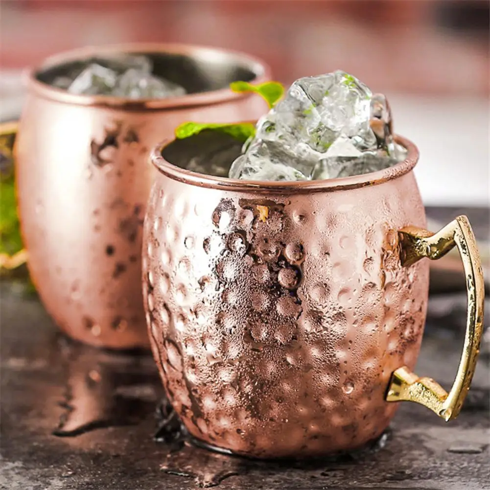 

1/ 4 Pieces 550ml 18 Ounces Moscow Mule Mug Stainless Steel Hammered Copper Plated Beer Cup Coffee Cup Bar Drinkware