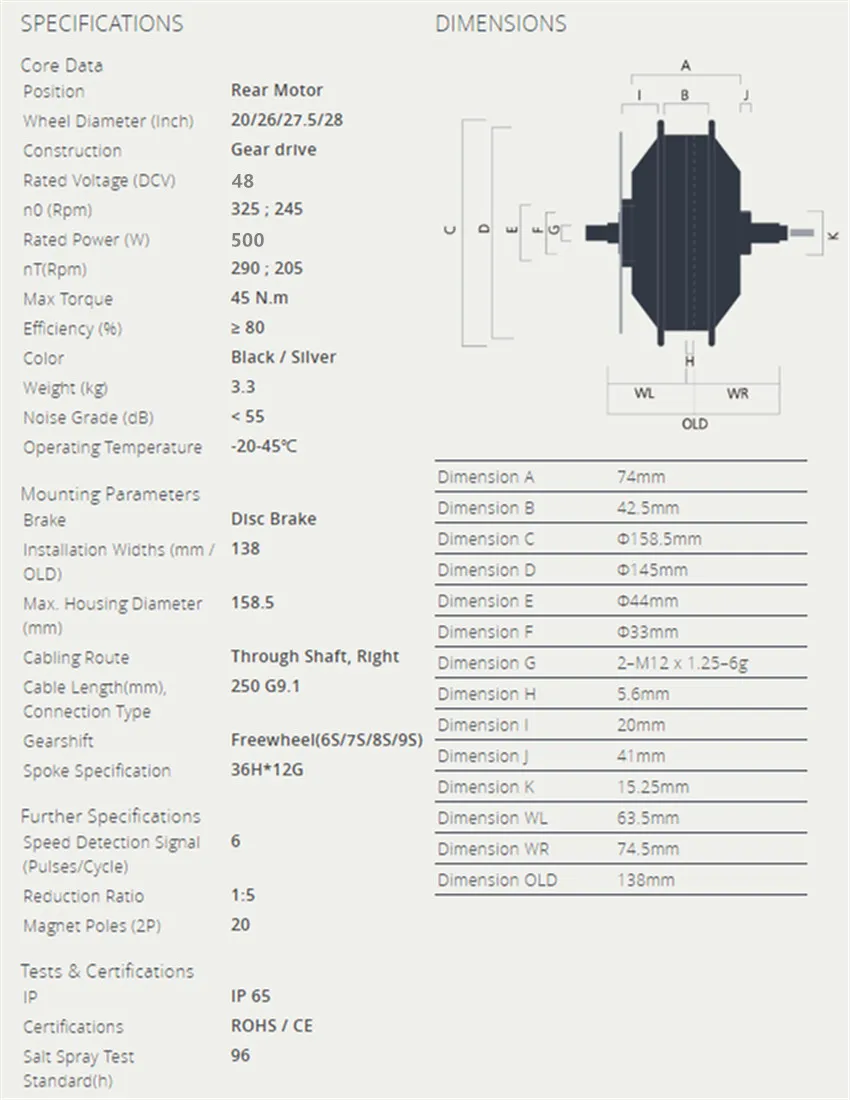 Водонепроницаемый 48v500w Bafang передний/задний комплект для переоборудования электрического велосипеда бесщеточный мотор ступицы колеса