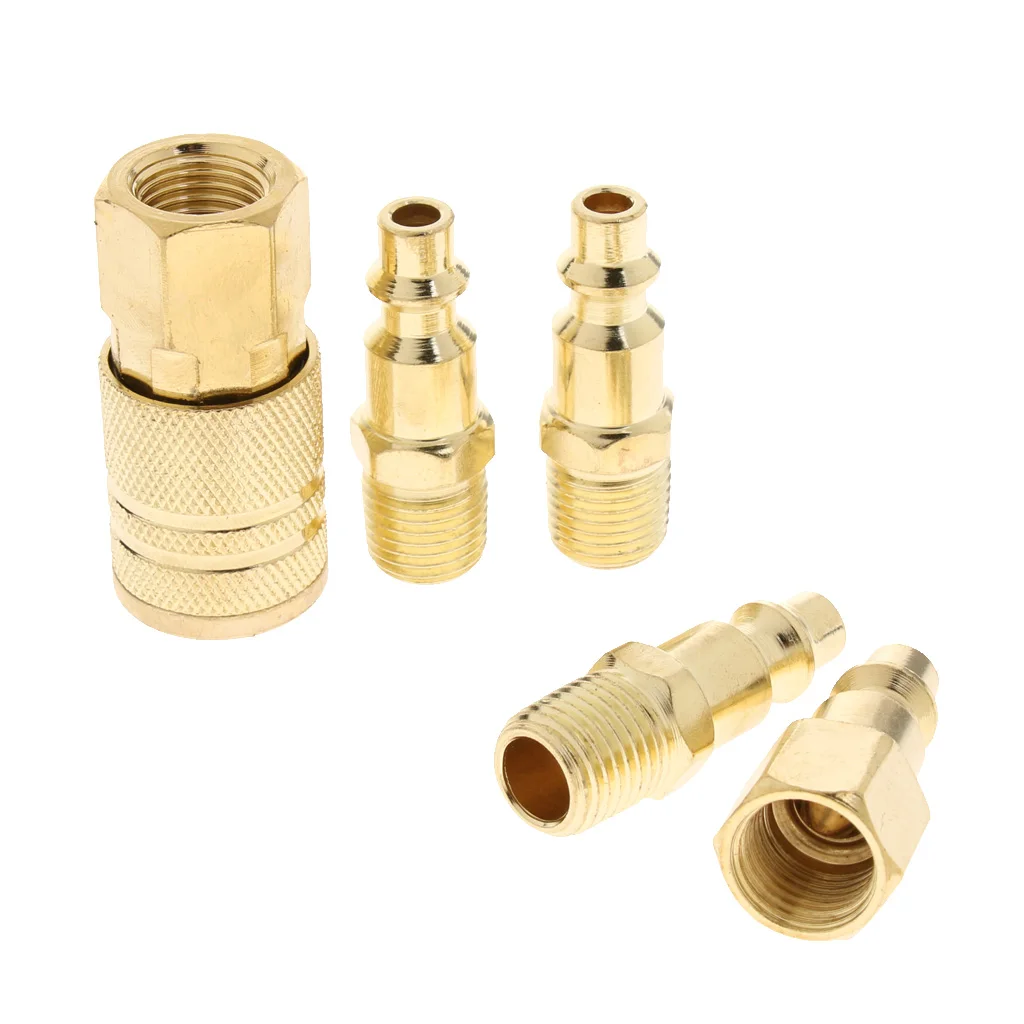 5 Pieces Premium Quick Coupler Set Air Hose Connector Fittings 1/4 inch Tools Plug, Easy to Install
