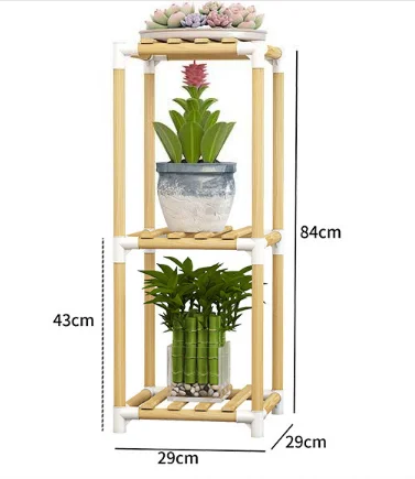 Горшки для растений из цельного дерева, 3/4 слоев, для внутреннего сада, Короткая Деревянная Полка для хранения, стойка для дома, балкона, большая Деревянная Подставка для цветов - Цвет: A2  29x29x84cm