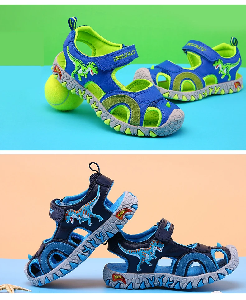 2022 Sport Children Summer Shoes 3D Dinosaur Boys Sandal PU Casual Kids Beach Sandals T-rex Soft Leahter Big Boy Footwear extra wide children's shoes