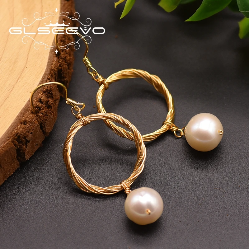 Серьги капельки GLSEEVO с натуральным пресноводным жемчугом для женщин и девушек