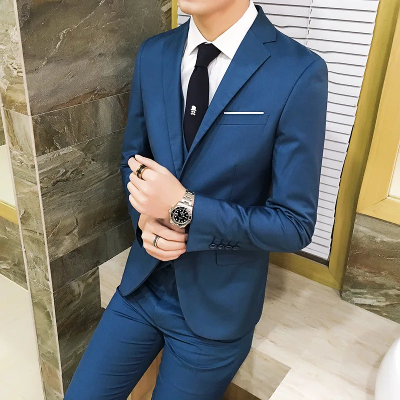 Suit 2019 New Style Spring And Autumn Coat Popular Brand Small Suit Leisure Suits for Men Suit Pants Waistcoat Three-piece Set