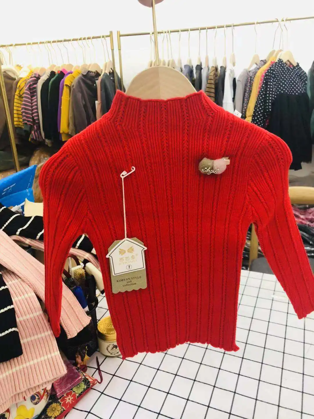 

Sub-Will Childrenswear Autumn New Style Baby GIRL'S Pure Cotton Western Style Sweater Solid Color Half-Turtle-Neck Western Style