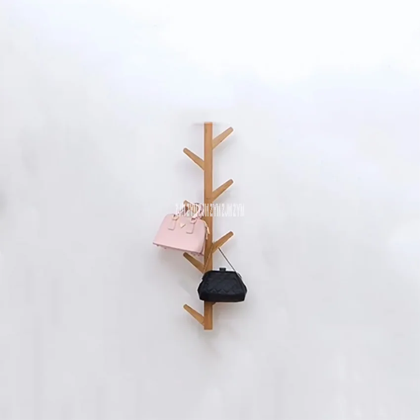 JP150420 Creative Clothes Bags Tree Solid Wood Wall Mounted Coat Rack Living Room Bedroom Decoration Hanger Wall Tree Hat Rack - Цвет: bamboo color 8-hook