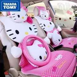 TAKARA TOMY cojín de Hello Kitty de dibujos animados para coche, cubierta de cojín Universal de fibra viscosa Simple, sin atados, decoraciones interiores de coche