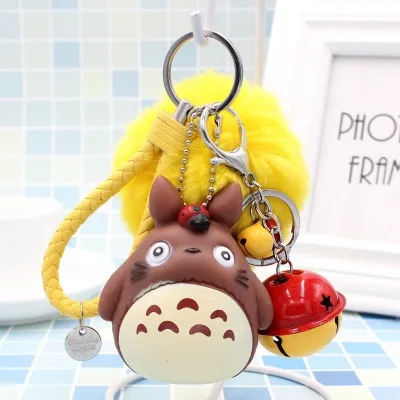 Милые брелки totoro милый Kawaii котенок брелок с котом Кольцо Аниме куклы BB пушистый меховой шар помпон брелок Шарм брелок - Цвет: A31