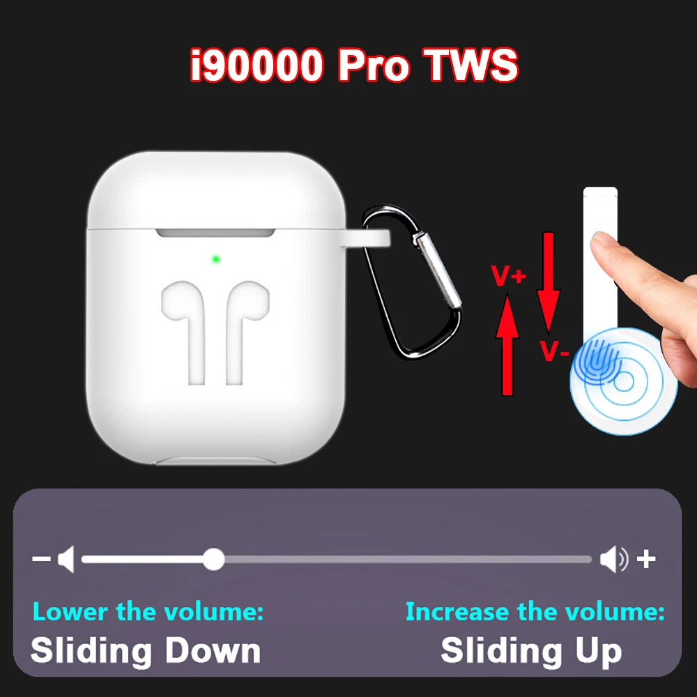 

New i90000 Pro TWS Ari 2 Wireless Earphones Sliding Volume Control Bluetooth 5.0 Earphone Super Bass Earbuds PK i5000 i9000 TWS