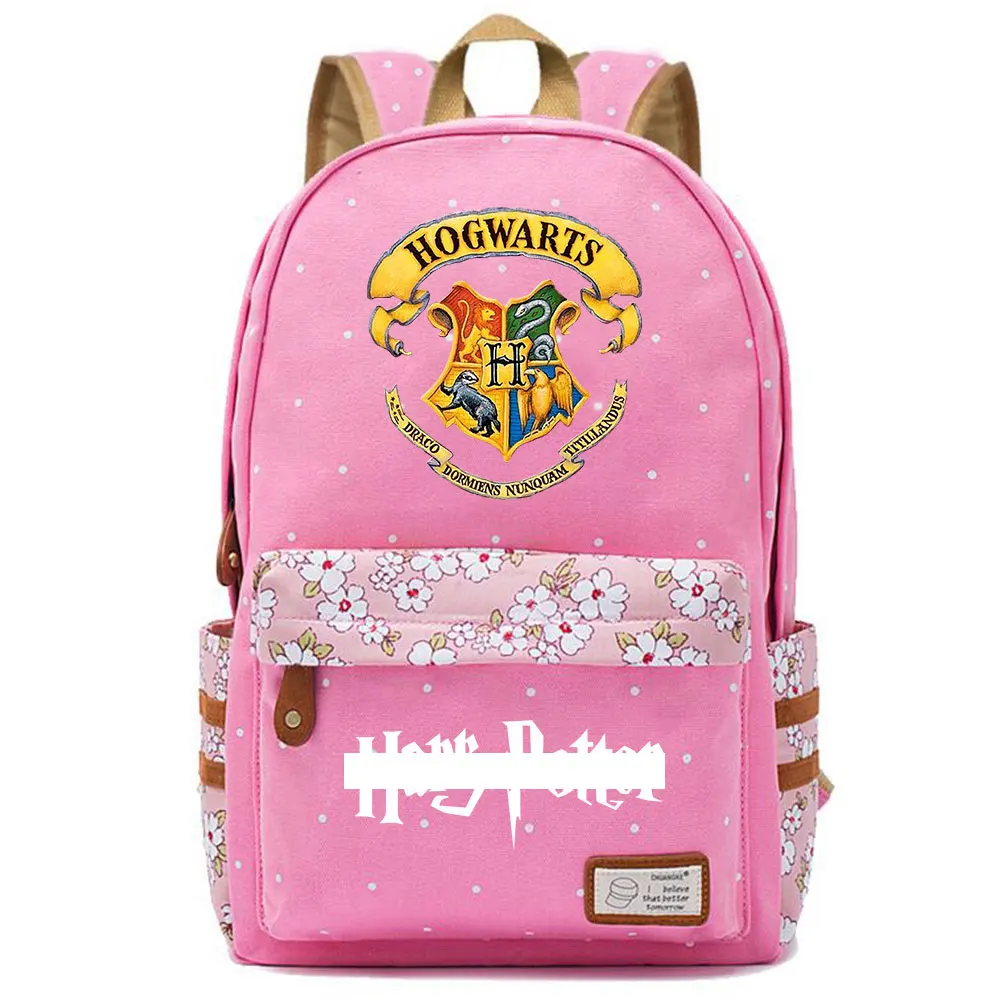 F0302 новая волшебная школьная эмблема Хогвартс, детская школьная сумка для девочек, женская школьная сумка, рюкзак для подростков, Холщовый женский рюкзак