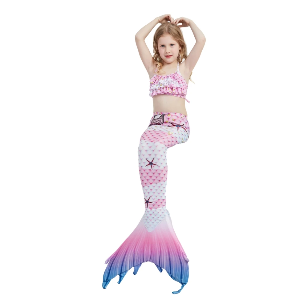 

2021 free shipping New Kids Mermaid Tail Swimwear Bikini Set Bathing Suit Costume for birthday party designed high quality
