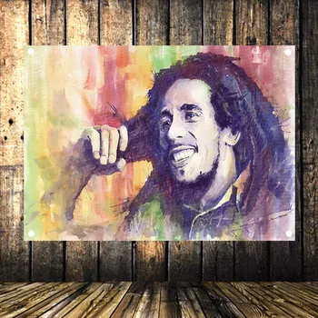 

Jamaican Reggae Retro Rock Band Star Poster American Country Music Flag Banner Tapestry Oil Painting Bar Cafe Wall Decor Gift