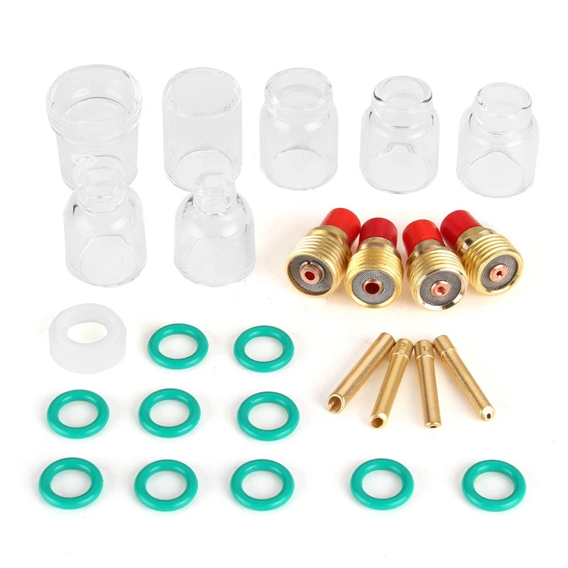 

26Pcs TIG Welding Accessories Torch Clamp Slot Cup Ring Glass for WP-9/20/25 Power Tool Accessories Tools Kit Set