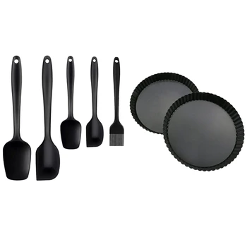 

Silicone Pastry Spatula, Set of 5 Heat Resistant Silicone Kitchen Spatula 500 F Black & 2 Pack 9 Inches Non-Stick Removable Loos